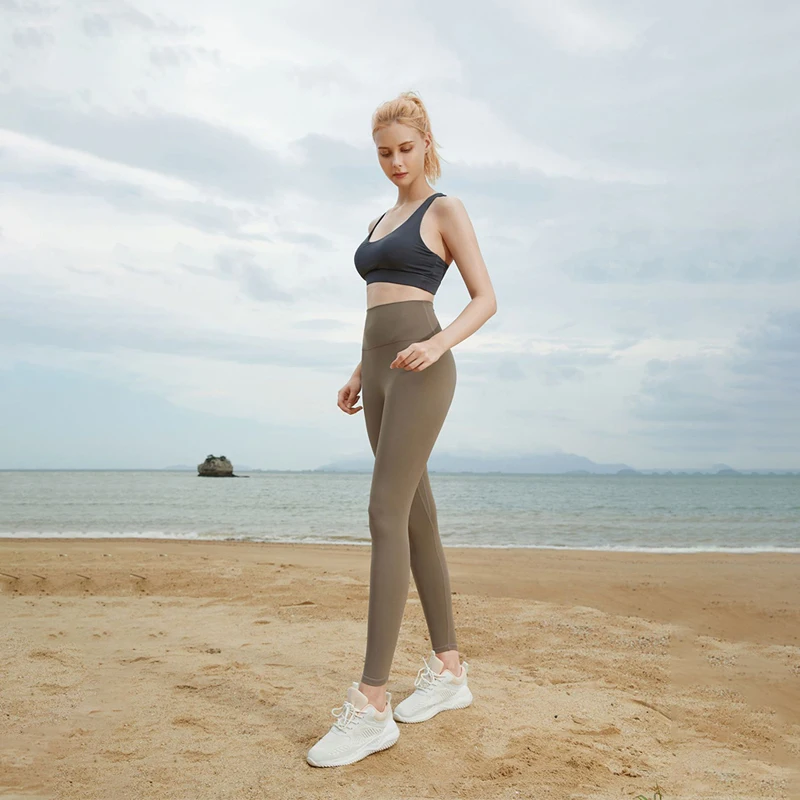 With Logo Athletic Leggings Women Soft High Waist Yoga Pants Seamless Slim Fit Butt Lift Pants Quick Dry Gym Workout Pants