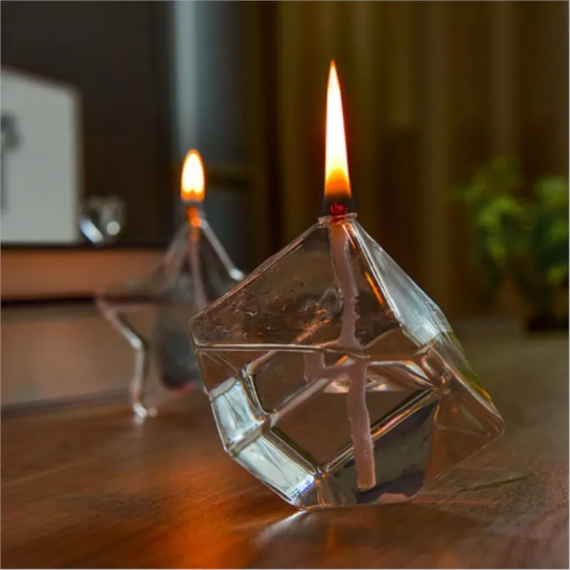 

2pcs/pack Glass Oil Lamp Wedding Decoration Home decoration Handcraft Glass Candele Qrofu Mate Friend Gift Candle