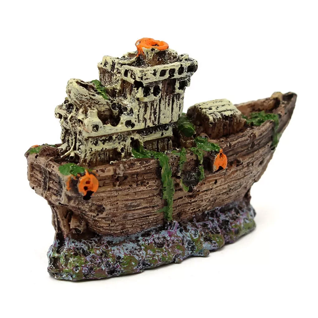 

Ornament Pirate Sunk Ship Shipwreck Boat Fish Tank Waterscape Cave Decoration Resin Ship Ornament