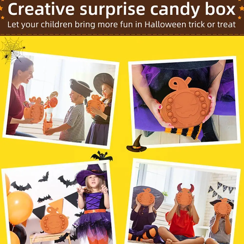 

New Halloween Pumpkin Popet Large Fingertip Reliver Bubbles Handbag Pushed Children Toy Dimmer Anti-stress Decompression Si D5d8