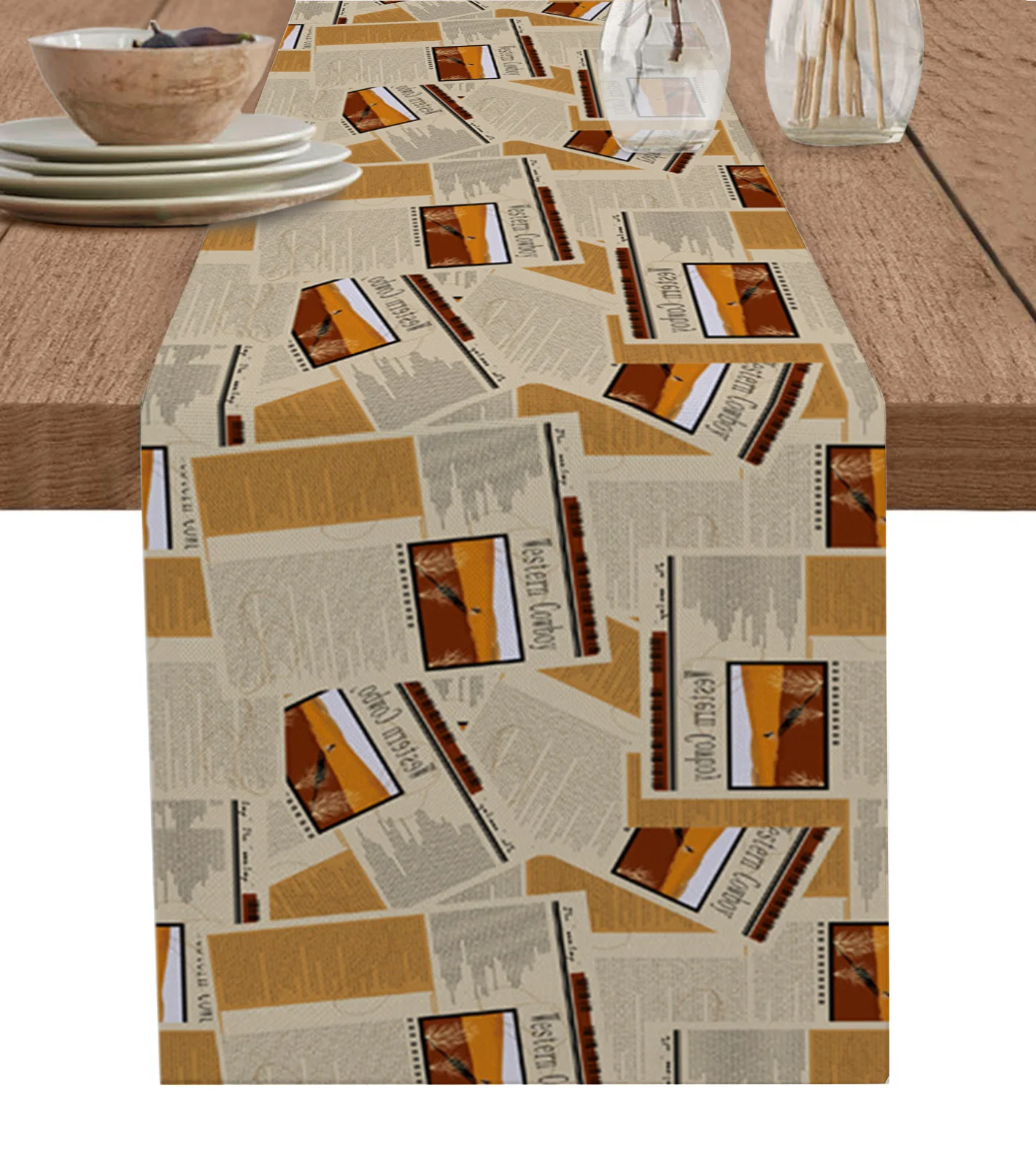 

Ковбойская скатерть из хлопка и льна, Декоративная скатерть в западном стиле для праздничного обеденного стола, украшение для свадебной вечеринки