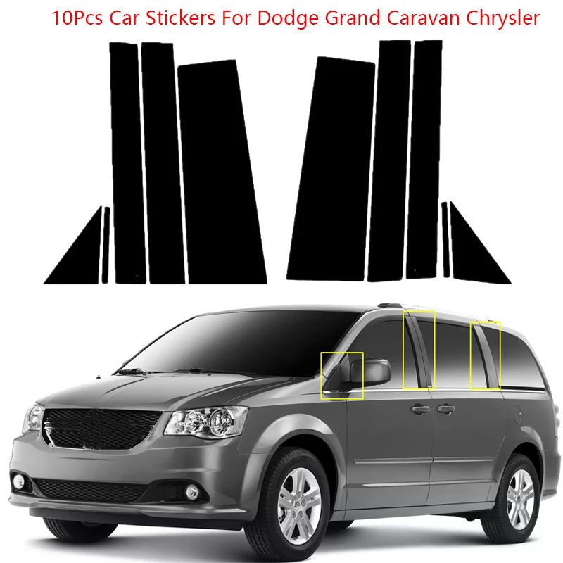 

10Pcs Car Window Pillar Posts Door Trims Cover Stickers For Dodge Grand Caravan Chrysler Town Country Exterior Car Accessories