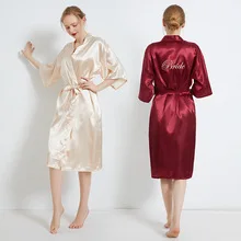 Satin Bride Bridal Robe Dressing Gown Ladies Nightgown Bridesmaid Robes Wedding Robe Bathrobe Silk Robes for Women