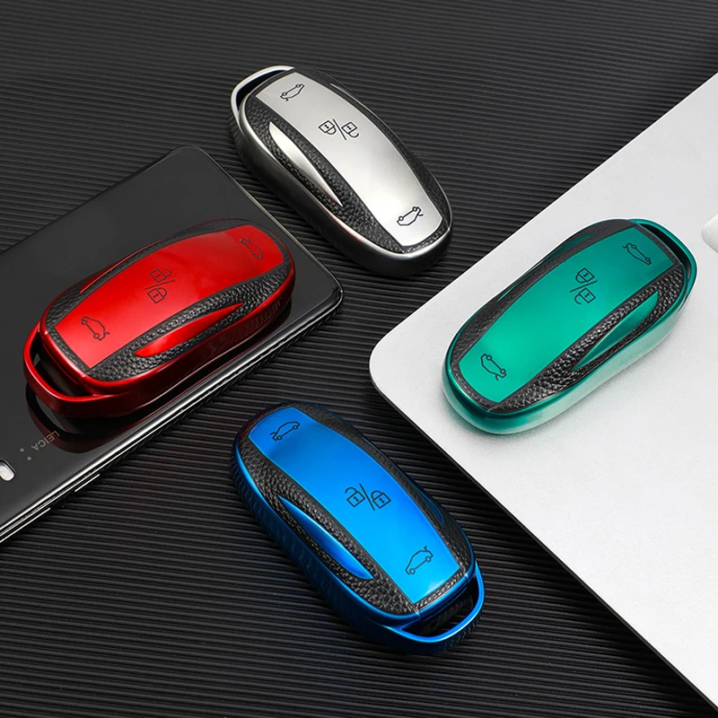 Кожаный чехол для смарт-ключа из ТПУ автомобиля Tesla Model S модель 3 X аксессуары