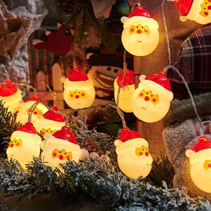 

Рождественская гирлянда с питанием от батарейки, гирлянсветильник с Санта-Клаусом, СВЕТОДИОДНАЯ Гирлянда для украшения рождественской елк...