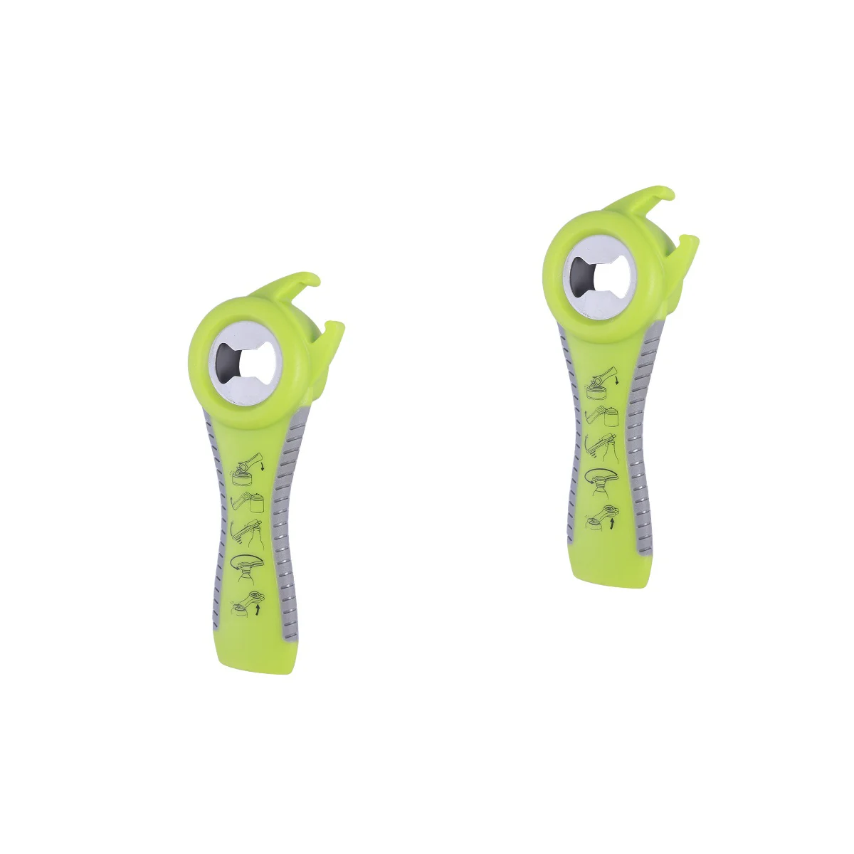

2pcs 5 in 1 Multi-Functional Bottle Gripper Tool Jar Can Opener Opener Caps Lids Remover Kitchen Accessory (Yellow + Grey)