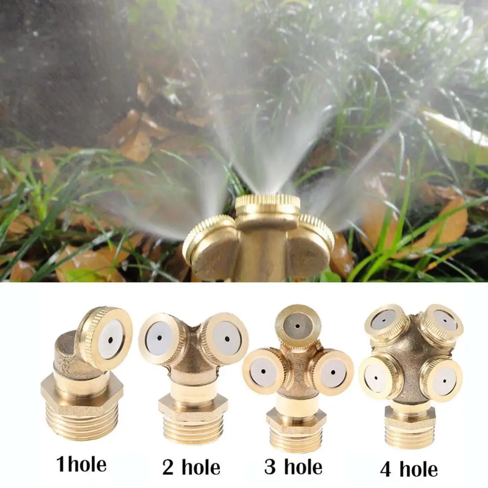 

1/2" Misting Nozzle Brass Atomizing Spray Fitting Nebulizer Hose Connector Water Sprinkler Adjustable for Garden Lawn Irrigation