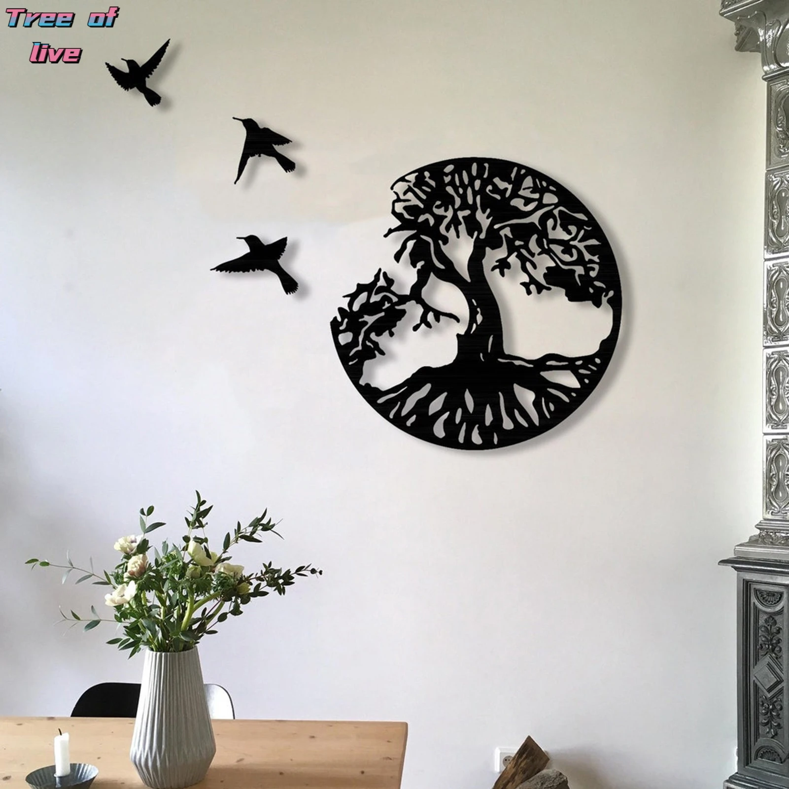 

Tree Of Life & Birds Metal Wall 11.02in Decor Art Decoration For Balcony Patio Porch Home Bedroom Living Room Pendant