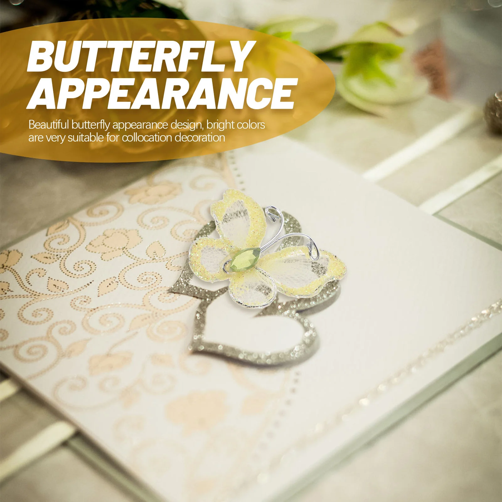 50 шт. прозрачная сетка блестящая проволока (желтая) проводная бабочка