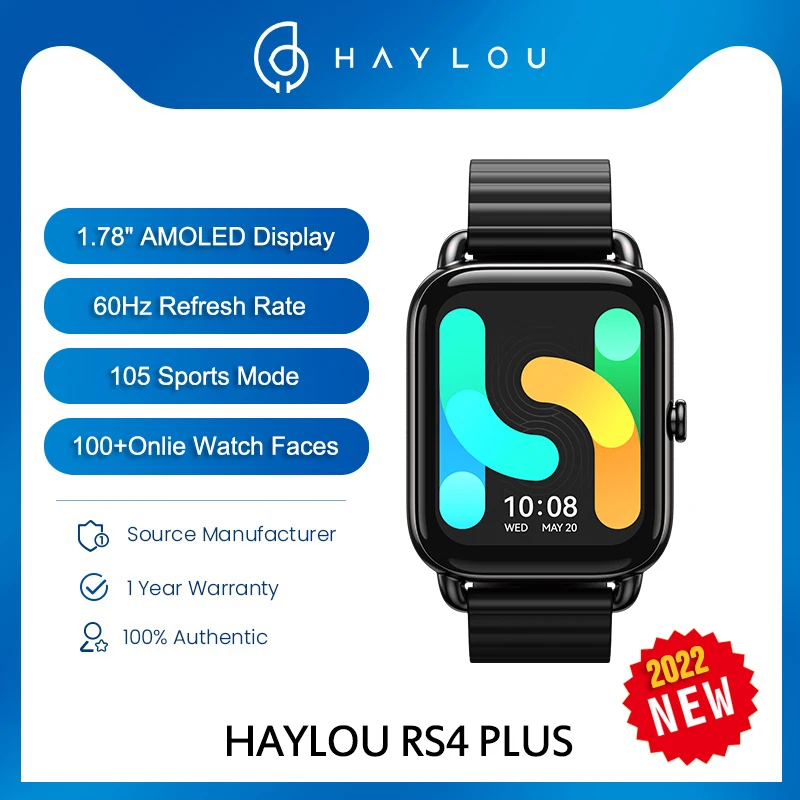 

HAYLOU RS4 Plus Smart Watch 1.78'' AMOLED Display 105 Sports Modes 10-day Battery Life SpO2 Tracking Smartwatch for Men Women