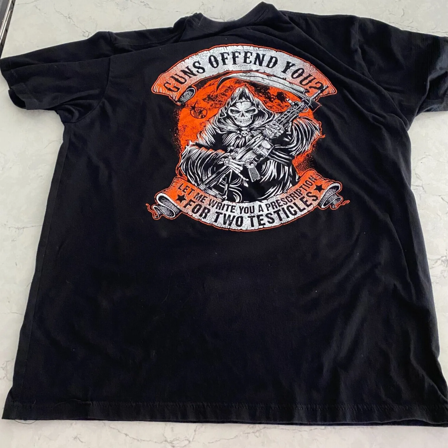 Фото Футболка Grim Reaper Guns Offend You Next Level Apparel для мужчин, размер XL, черная, с графикой №1