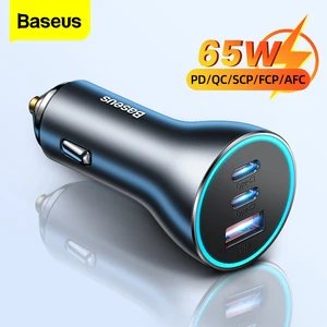 Baseus 65W USB Type C Car Charger Quick Charge QC 4.0 PD 3.0 Fast Charge Charger in Car For iPhone 1