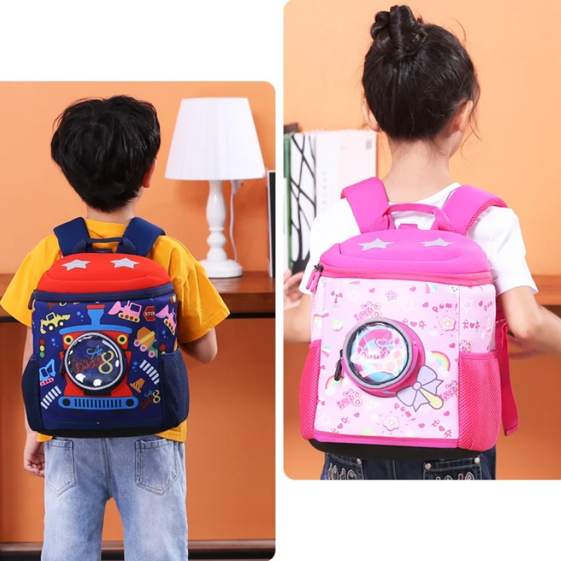 Popular Girl Boy Cartoon Candy Car Anti Lost Kindergarten Small Schoolbags 2022 New Children Waterproof SBR Bucket Backpacks Hot