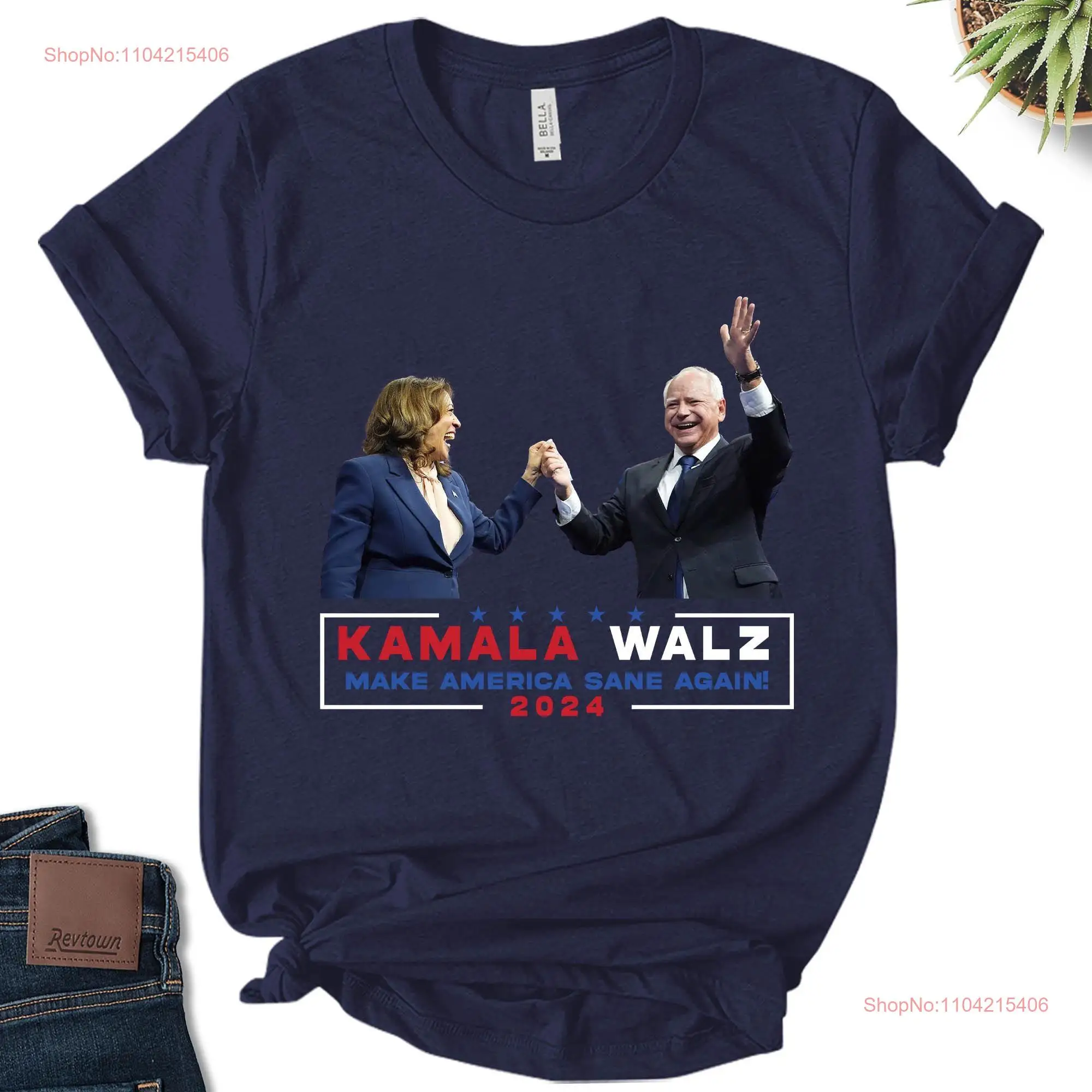 Футболка Make America Sane Again Kamala Walz Harris 2024 выборы SKZZ03 с длинными или короткими рукавами