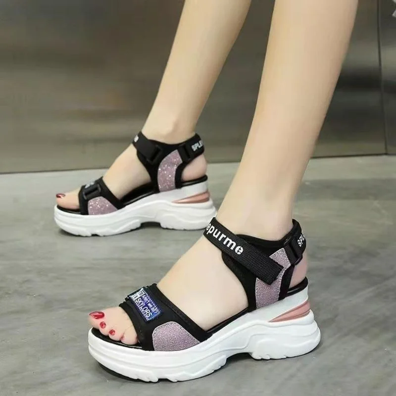 

Женские босоножки на платформе, повседневные спортивные сандалии на высоком каблуке, на платформе, Новинка лета 2022