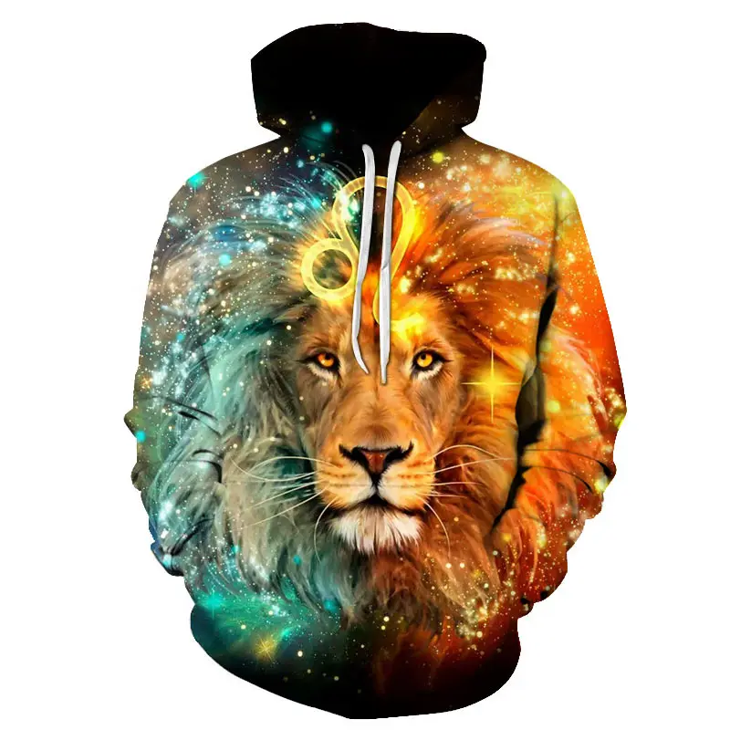 

New men's Spring and autumn and winter hoodie 3D printed animal lion loose street sports super Dalian hoodie fashion trend