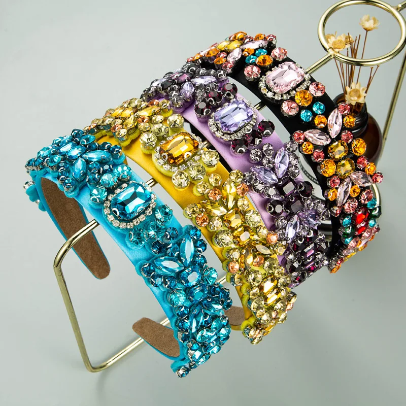

New Fashion Baroque Multicolor Rhinestones Gorgeous Temperament Rhinestone Headband Prom Travel Gift Hair Accessories
