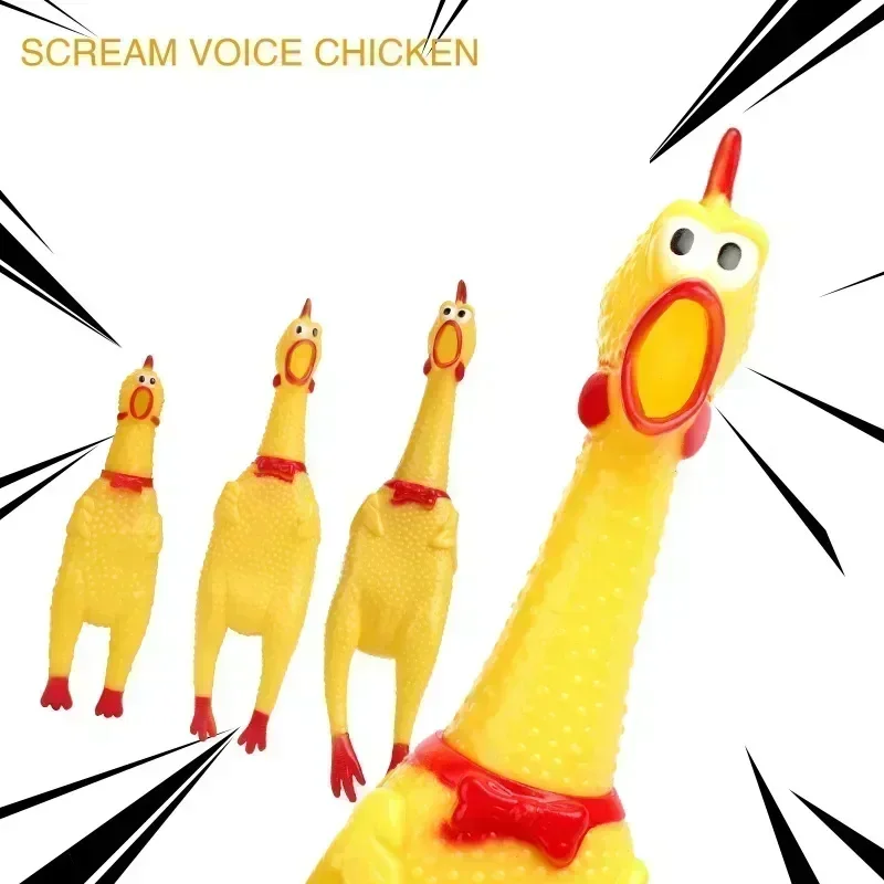 

New Pet Dog Squeak Toy Screaming Chicken Squeeze Dog Chew Toy Durable and Fun Yellow Rubber Exhaust Chicken 17CM 31CM 40CM Toys