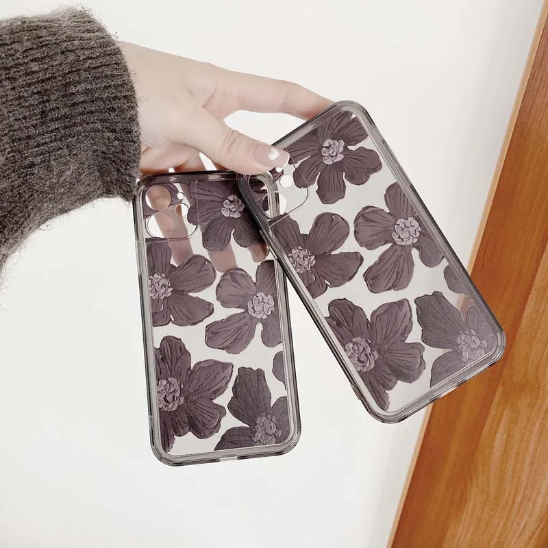 

Vintage Flowers Soft Silicone Shockproof Phone Case for iPhone 11 13 Pro 11Pro X XS XR Max 12 8 7 Plus SE 2020 Back Cases Cover