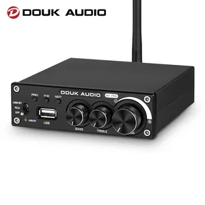 Усилитель мощности Douk audio, Bluetooth 5,0, 2,0 каналов, сабвуфер, усилитель, Настраиваемые высокие басы, USB музыкальный плеер без потерь, 320 Вт