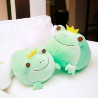 3542cm cute crown frog plush pillow stuffed soft down cotton toys kawaii smile frog dolls for children boys birthday xmas gift