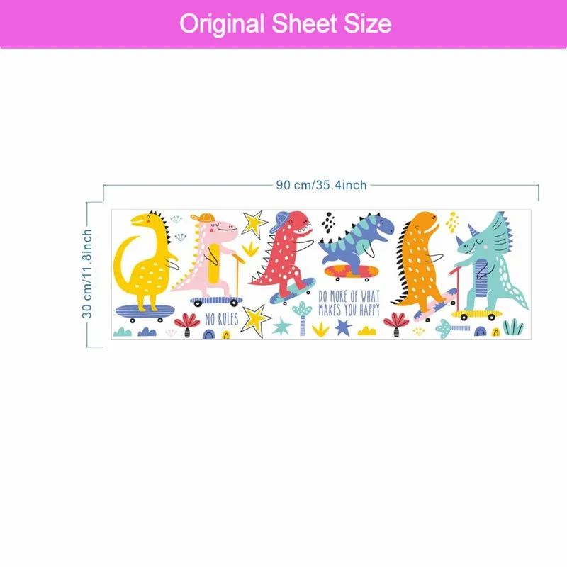 Настенная наклейка DEOWUU Динозавры на коньках