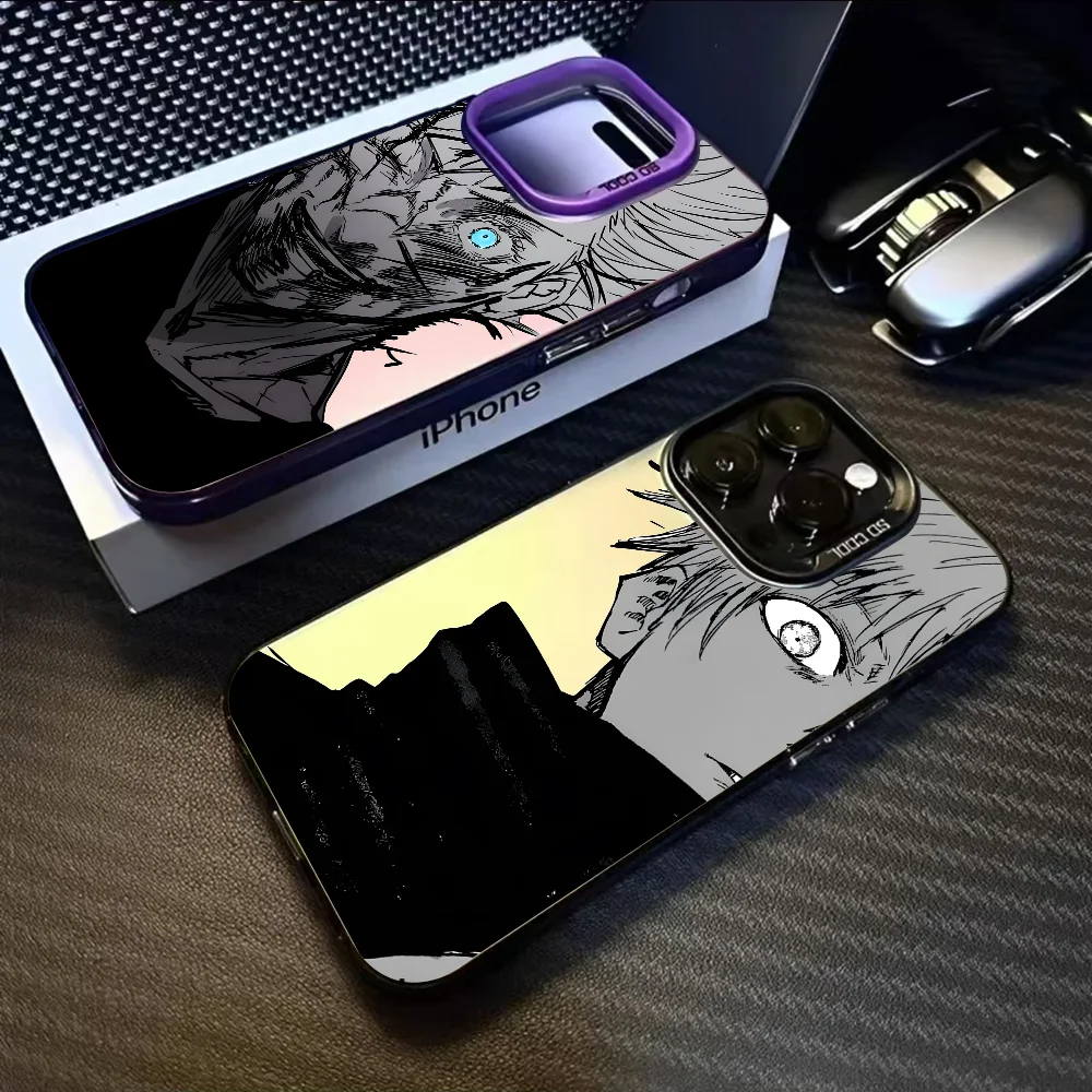 Модный чехол для телефона J-Jujutsu Kaisen Gojo iPhone 16 15 14 13 12 11 Pro Max черный фиолетовый