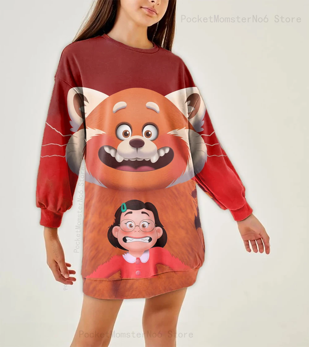 

4-14 Years Disney Turns Red 3D Printing Girls Sweatshirt Casual Spring Autumn Pullover Cute Red Panda Clothes