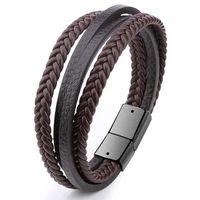 charmsmic multilayer mens leather bracelets handmade rope cord vintage armband diy alloy magnetic clasp fashion jewelry 2022