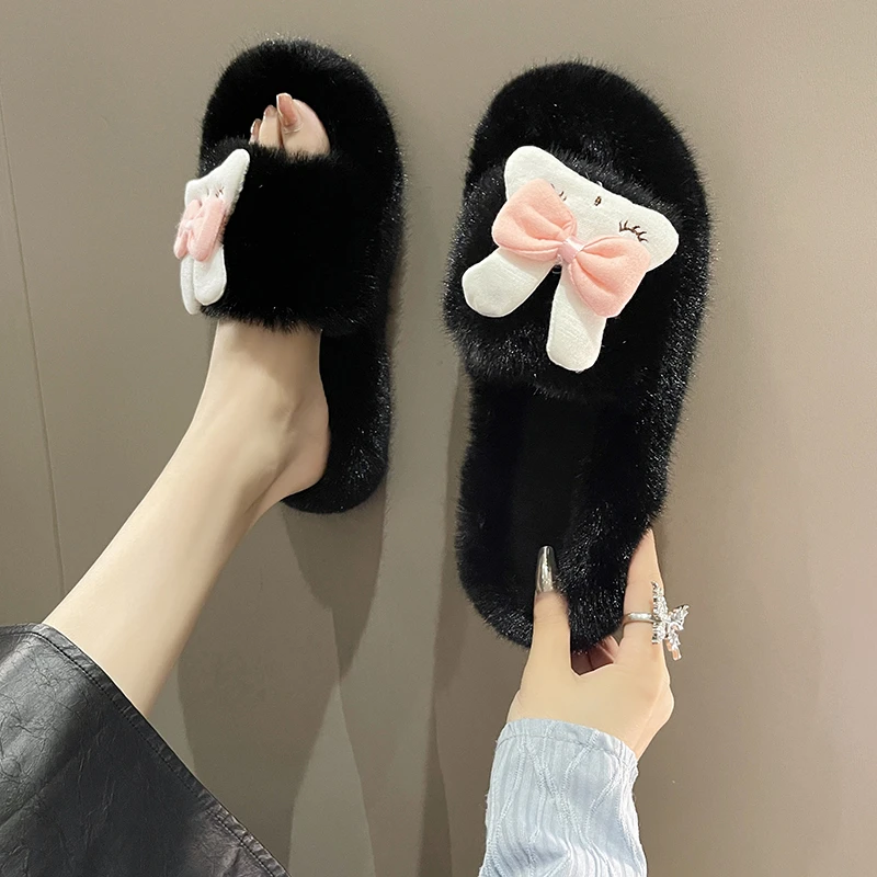 Домашние тапочки женская обувь для девочек роскошные шлепанцы меховые с