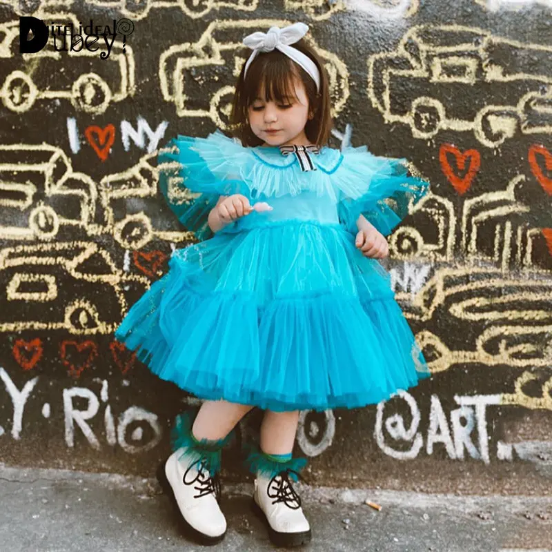 

Нарядное вечернее костюмы на выпускной для девочек, из тюля, градиентное окрашивание