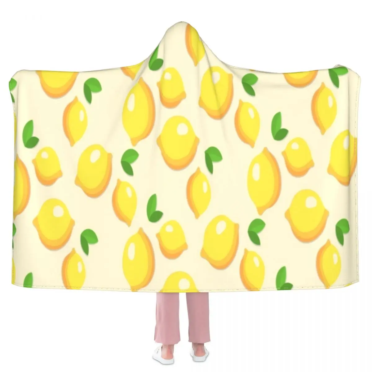 

Adorable Lemon Print Blanket Fruits Pattern For Photo Shoot Soft Hooded Blanket Fashion Cool Fleece Bedspread