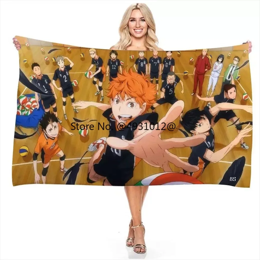 

2023 Haikyuu Adult Beach Towels Volleyball 3D Printing Spa Bath Towels Swimming Surf Microfiber Vacation Anime Game Chair