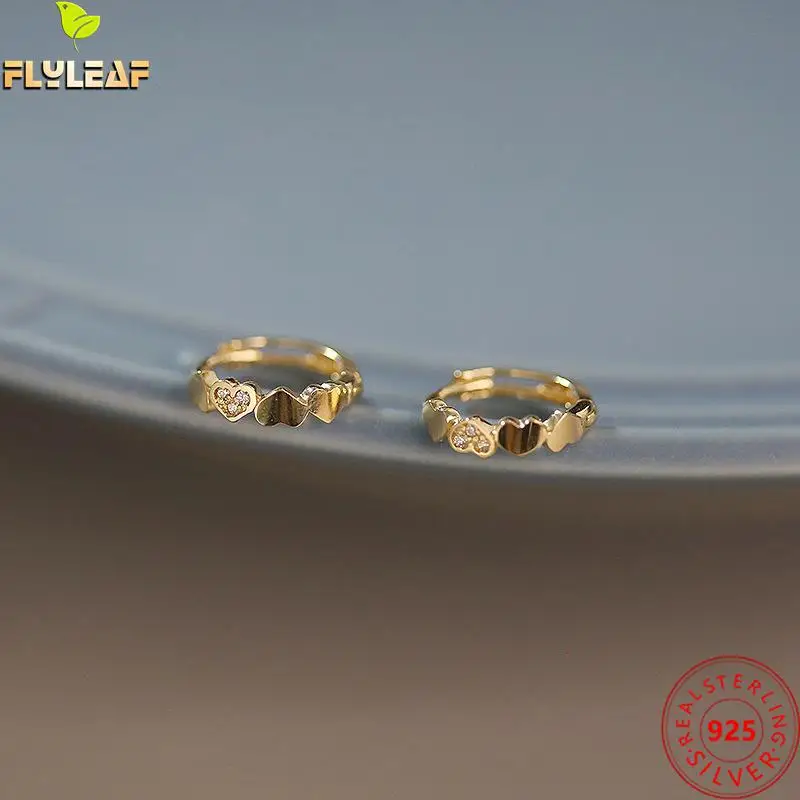 

14k Gold Plating Zircon Heart Hoop Earrings For Women Real 925 Sterling Silver Femme Fashion Jewelry 2022 New Arrival