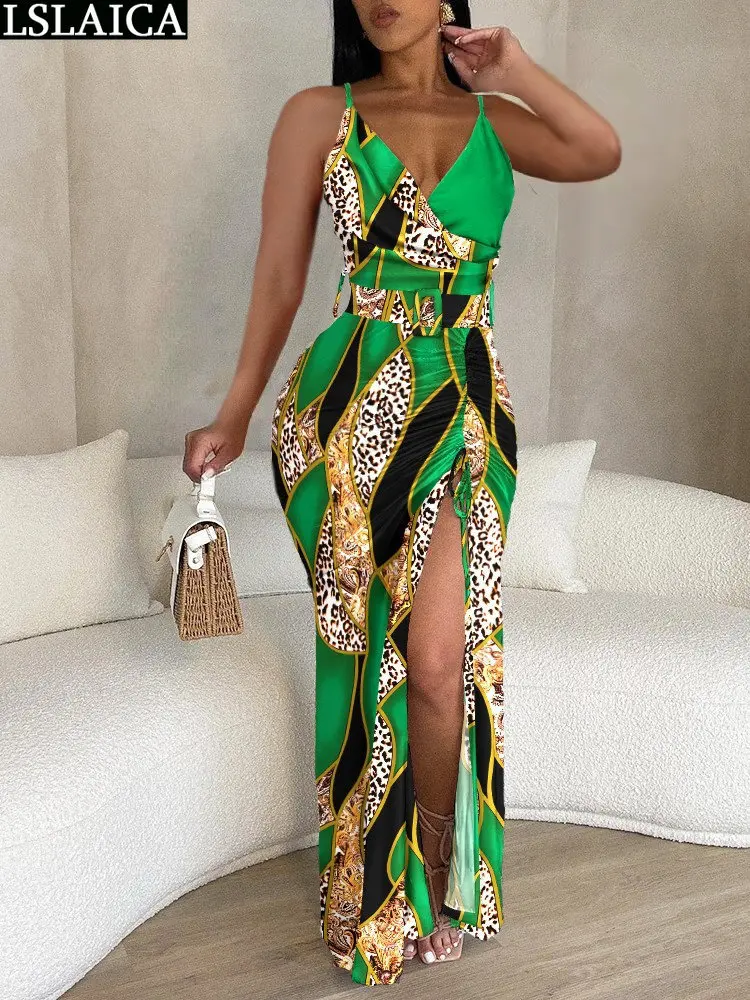 

Summer Dresses Ladies 2023 Daily High Waist Women Fashion Evening Sleeveless Sexy Elegant Party Club Side Split Slip Dress Robe