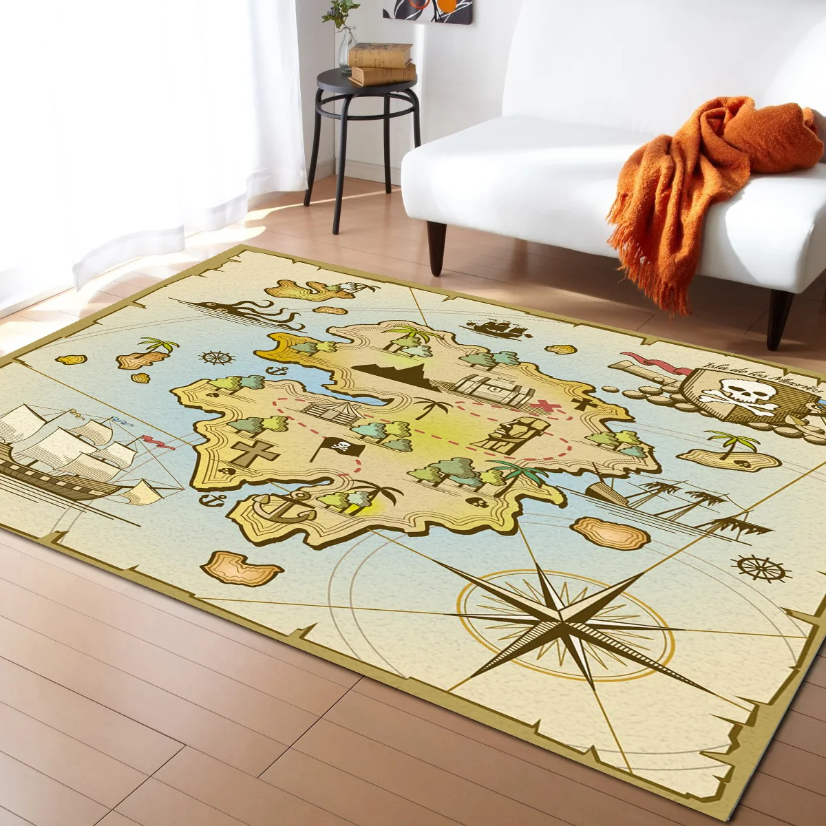 

Ковер с изображением карты сокровищ, современный ковер для гостиной, прямоугольный ковер для улицы, украшение для дома