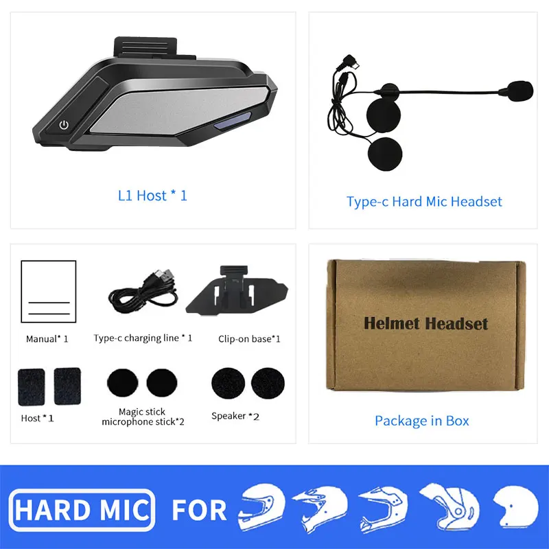 

Bluetooth-гарнитура Для Мотоциклетного Шлема BT 5.3, Беспроводная Связь, Интерком, Водонепроницаемые Мотоциклетные Наушники