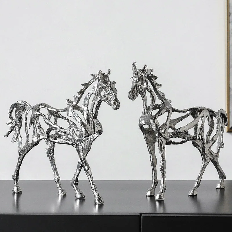 

Nordic Personality Hollow Horse Sculpture Statue Resin Home Crafts Living Room Porch Decoration Figurine Housewarming Gift