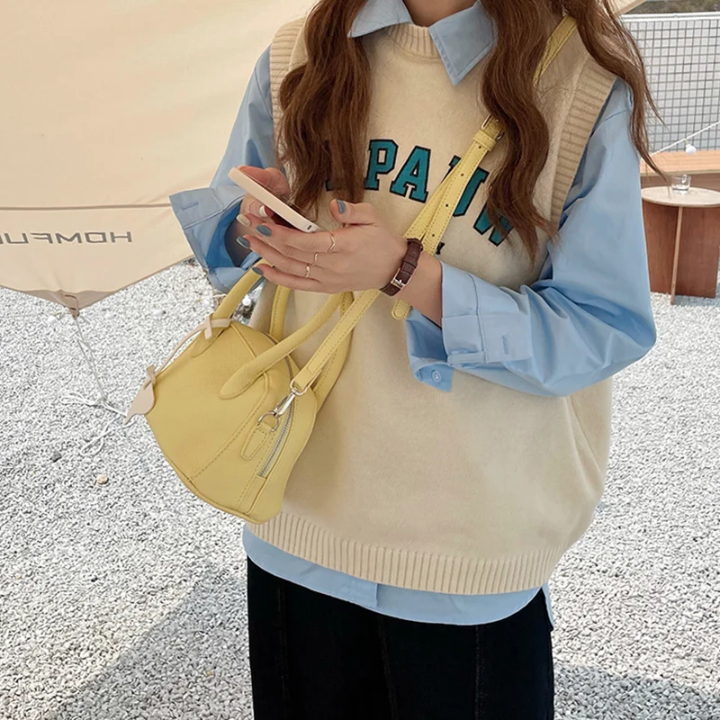 Elegant Lychee Pattern Women Top-handle Bags Solid Color PU Leather Female Shoulder Crossbody Bags Fashion Ladies Purse Handbags