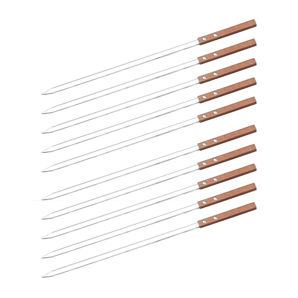 

Шпажки для барбекю 8 шт., деревянная ручка, гладкие, термостойкие, Нескользящие, многоразовые, из говядины, плоские иглы, инструменты, аксессу...