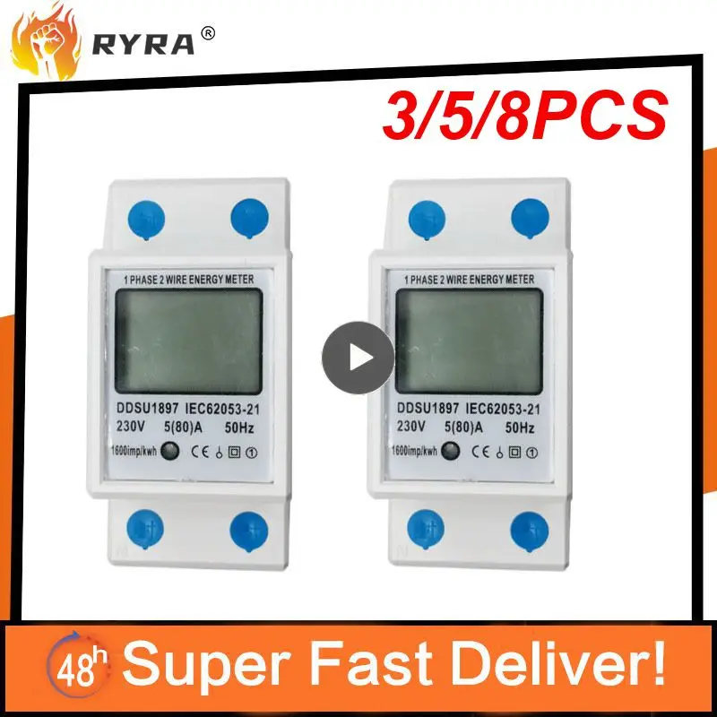 

3/5/8PCS Two Wire Kwh Energy Meter Lcd Digital Display Energy Electric Meter Single Phase Electric Din Rail Dds662 Energy Meter