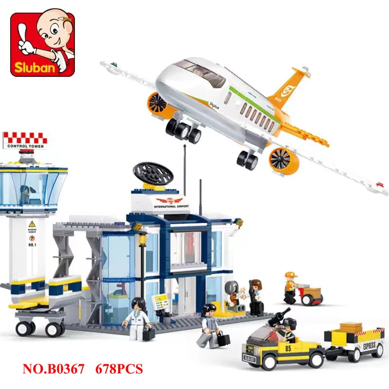 

678PCS City Aviation International Airport Cargo Airplane Model Bricks Avion Building Blocks Sets Educational Toys for Kids Gift