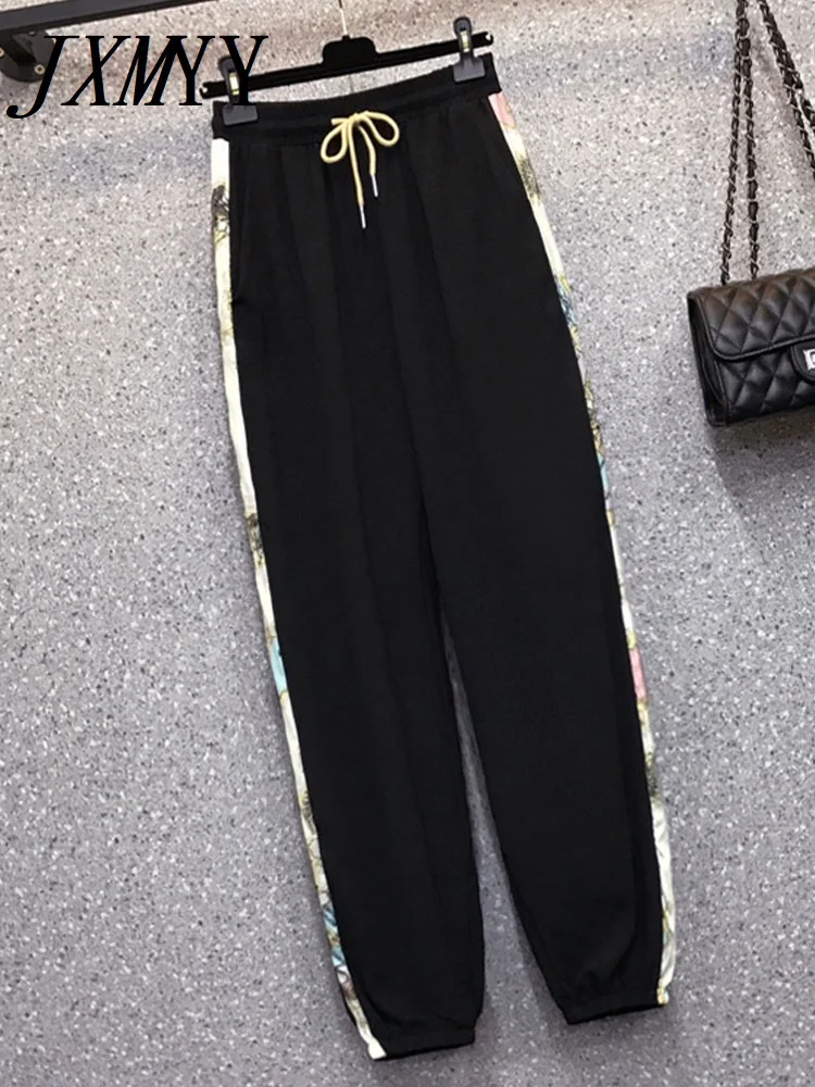 Sports and Leisure Suits Women Large Size Summer 2022 New Printed Patchwork T-shirts Top Harem Pants Two-piece Set |