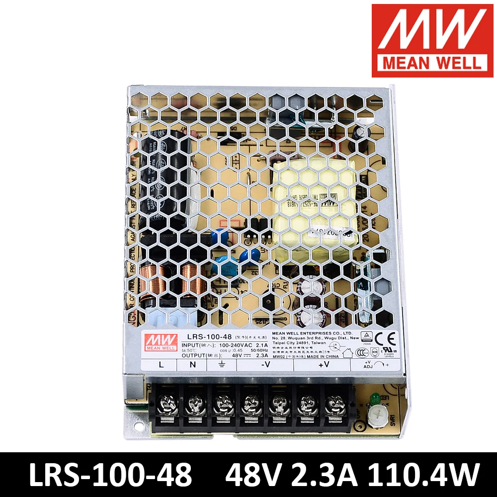 Средство питания переключения с одним выходом Mean Well LRS-100-48 85-264VAC TO DC 48V 2.3A 110.4W Минвелл ЛЕД-драйвер.