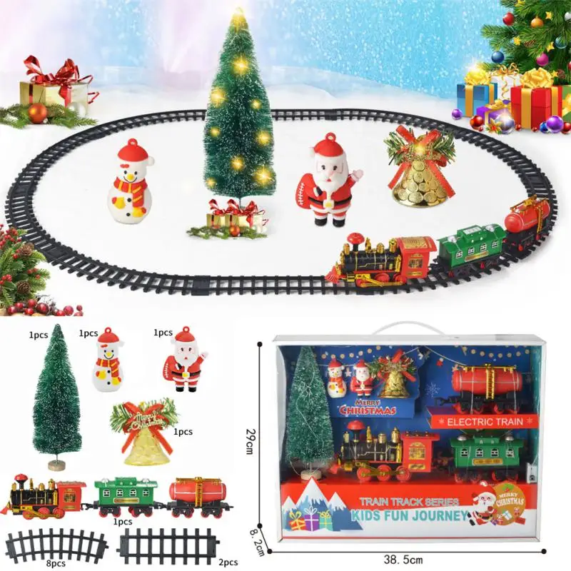 

For 3 Years Old And Above Christmas Rail Car Assemble Freely Electric Train Set Christmas Decoration Electric Railway Train