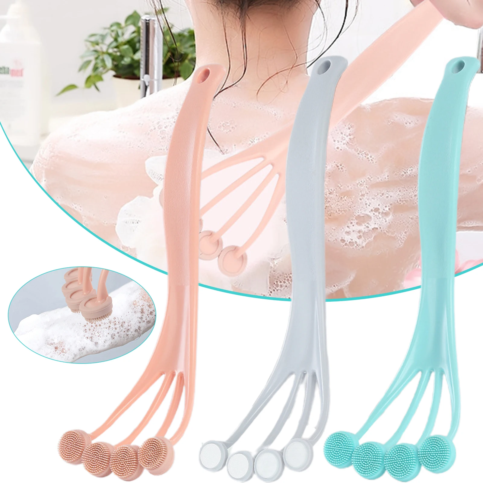 

Long Handle Bath Brush Soft Body Scrubber Shower Exfoliating Scrub Exfoliator Skin Massager Cleaning Brush Bathroom Accessories