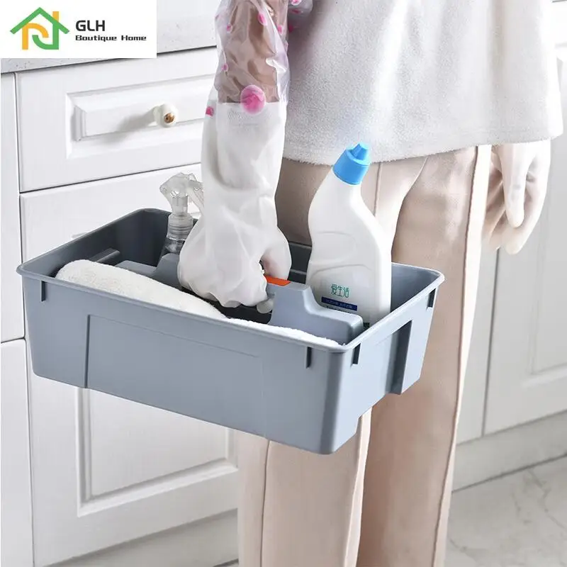 

Портативный пластиковый ящик для инструментов, прямоугольная корзина для хранения, Настольный ящик для сортировки, чистящая фотография