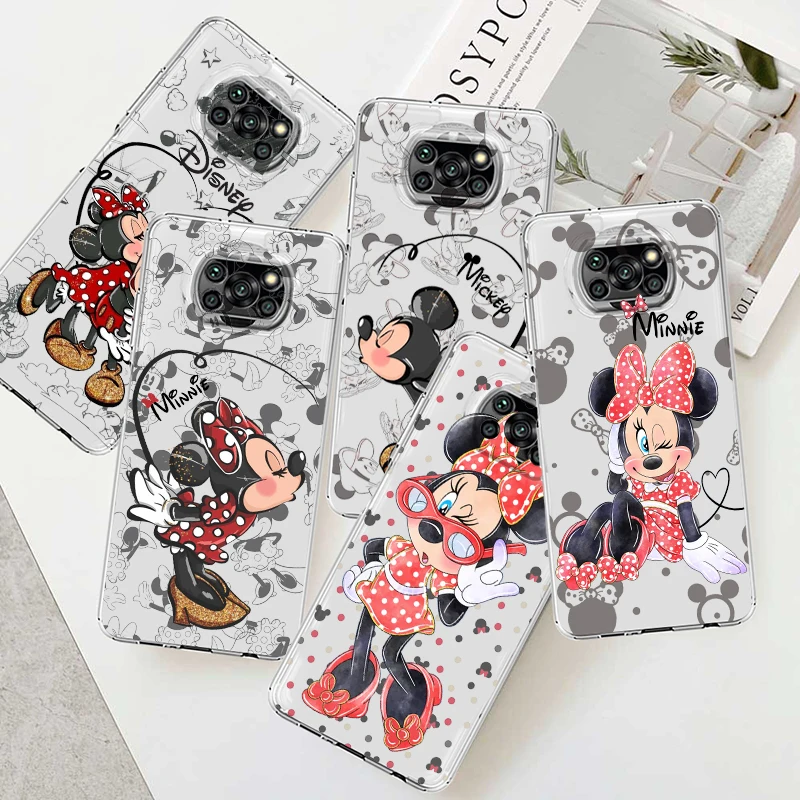 

Minnie Mickey Cute For Xiaomi Poco X5 C55 C50 M5 M4 X4 X3 F3 GT NFC M3 C3 M2 X2 Pro Silicone Transparent Phone Case Coque Capa