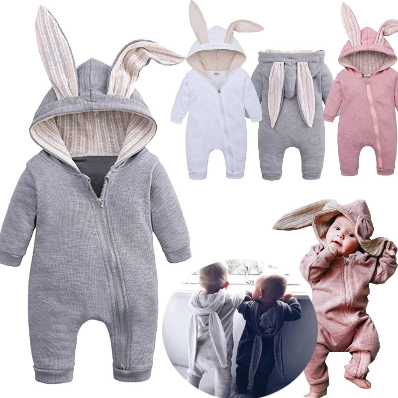 

Cartoon Bunny Baby Hoodie Outfits Rompers Cotton Zipper Baby Rompers Spring Autumn Newborn Clothes Infant Costume