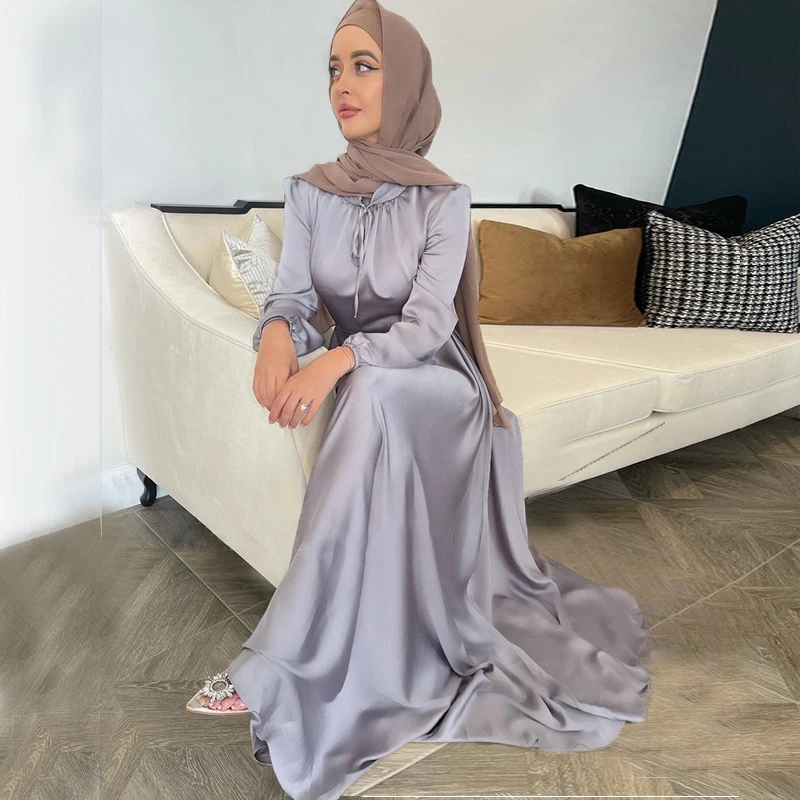 

ETOSELL Middle East Abaya Dress Women Solid Color Turkey Caftan Hijab Saudi Muslim Plain Robe Dress Abaya Islamic Clothing